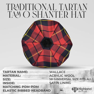 Traditional Tam O'Shanter Hat with Pompom (Wallace)"