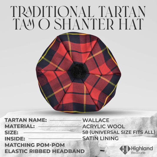 Traditional Tam O'Shanter Hat with Pompom (Wallace)"