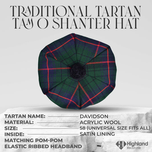 Tam O'Shanter Hat with Pompom in Davidson Tartan