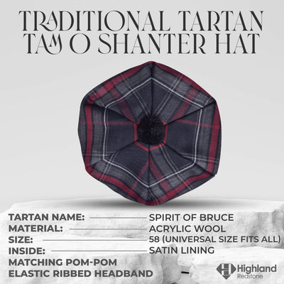 Traditional Tam O'Shanter Hat with Pompom (Spirit of Bruce)