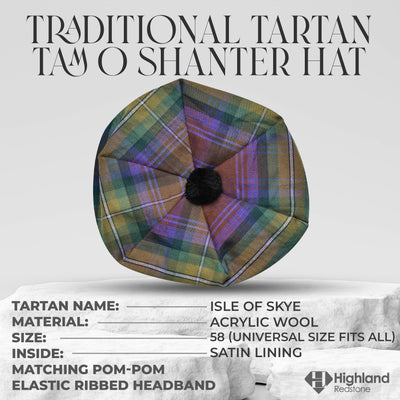 Tam O'Shanter Hat with Pompom | Isle of Skye Tartan