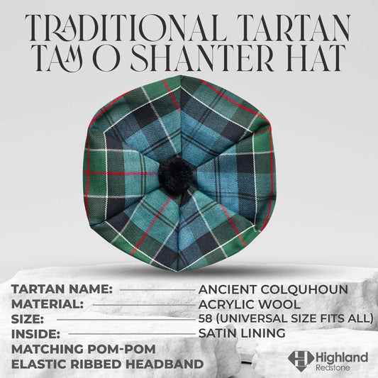 Tam O'Shanter Hat with Pompom | Ancient Colquhoun Tartan