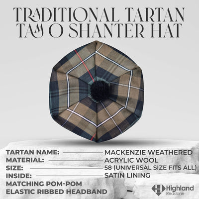 Tam O'Shanter Hat with Pompom | MacKenzie Weathered Tartan
