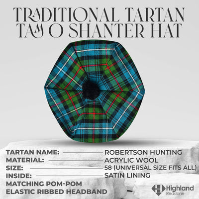Tam O'Shanter Hat with Pompom | Robertson Hunting Tartan