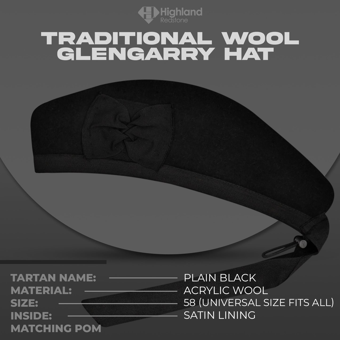 Glengarry Hat | Plain Black