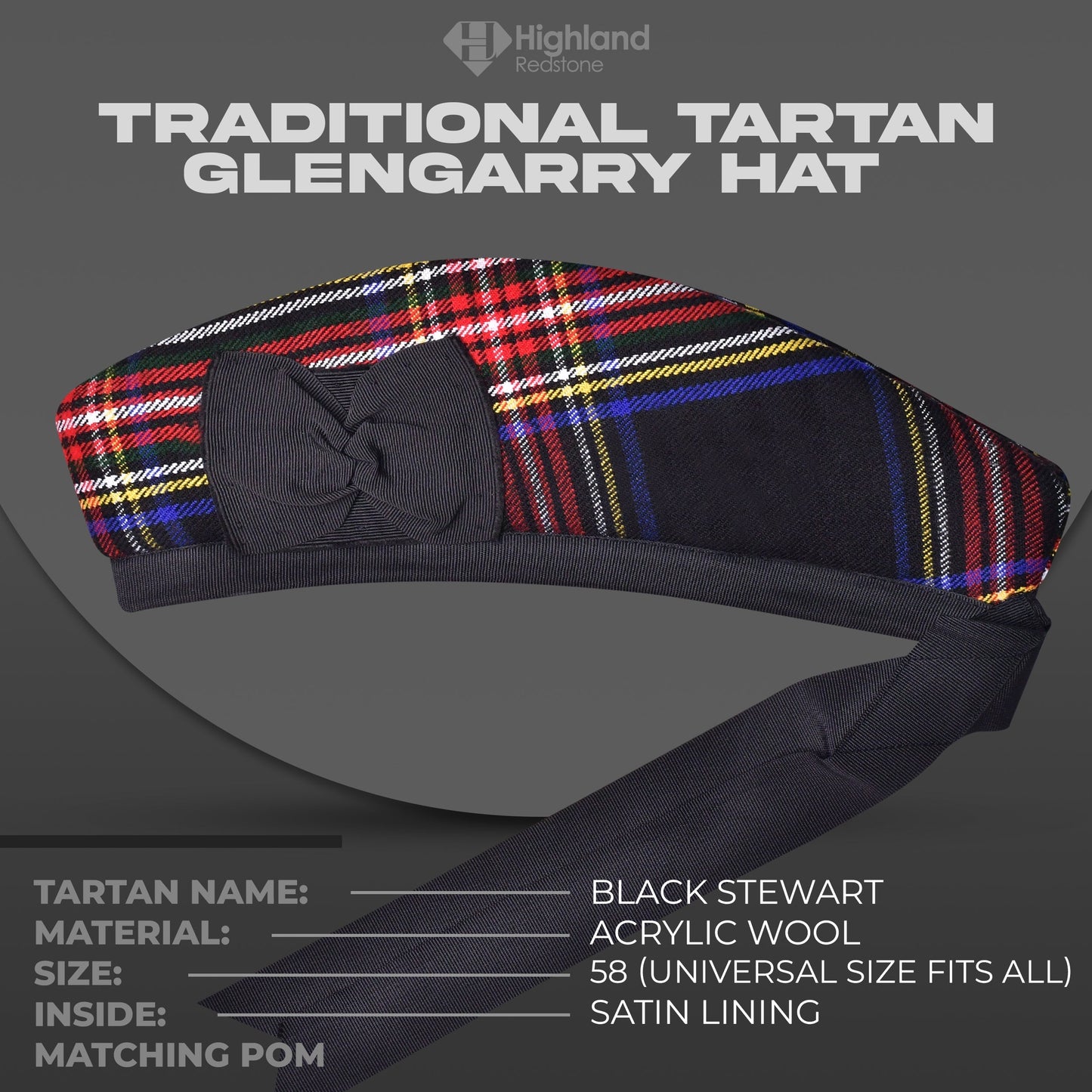 Glengarry Hat | Black Stewart