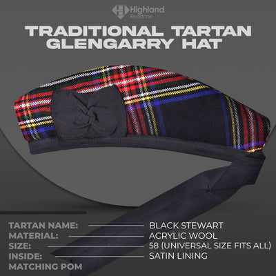 Glengarry Hat | Black Stewart
