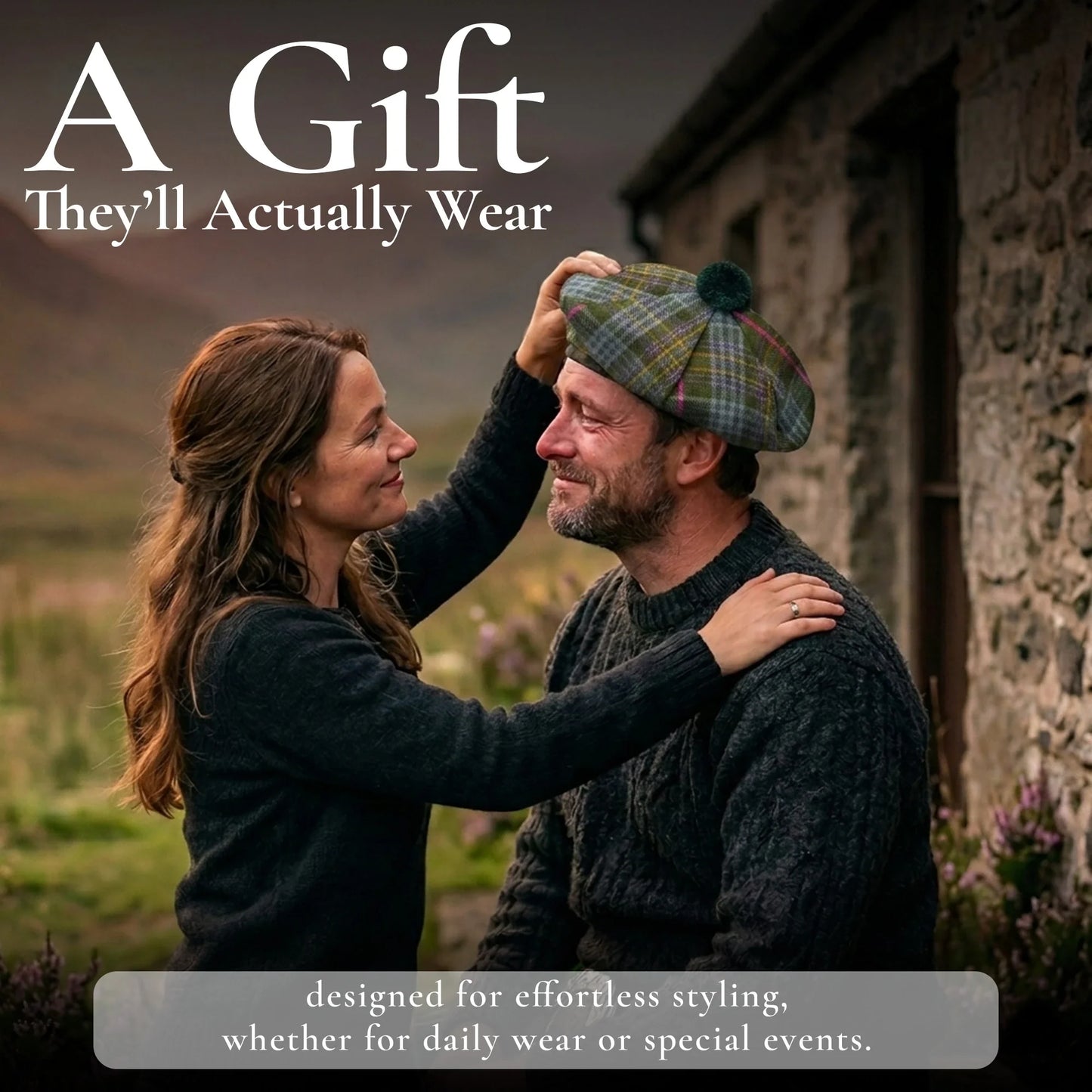 Tam O'Shanter Hat with Pompom | Kennedy Weathered Tartan