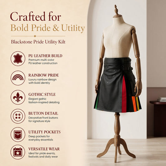Blackstone Pride Utility Kilt | Unisex PU Leather