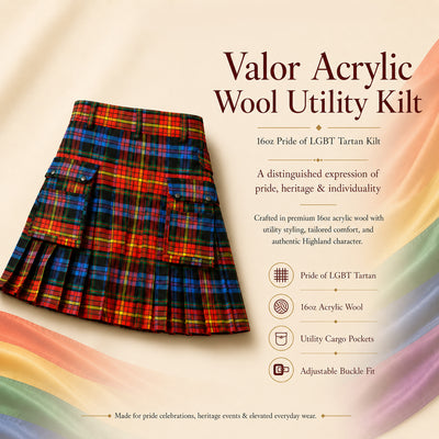 Valor Pride Utility Kilt | 16oz Acrylic Wool LGBT Tartan Kilt