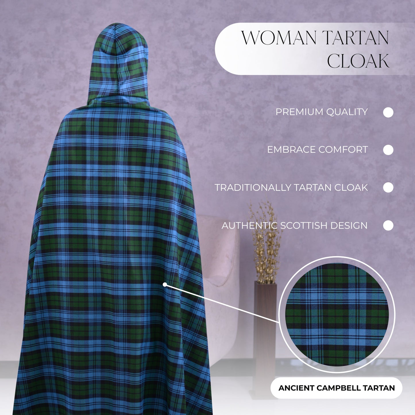 Women Tartan Cloak - Ancient Campbell