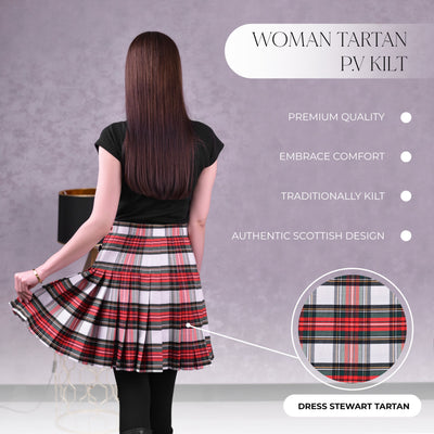 Woman Plaid Kilt - Dress Stewart Tartan Kilt - Premium Quality & Timeless Style | Big & Tall