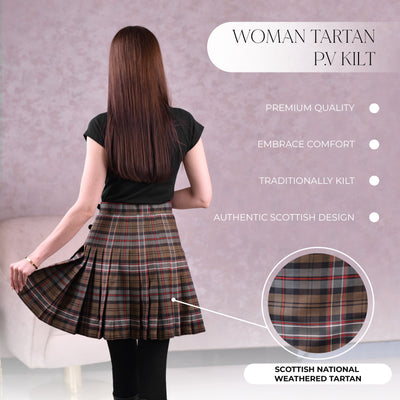 Woman Plaid Kilt - Scottish Heritage Weathered Tartan Kilt - Premium Quality & Timeless Style | Big & Tall