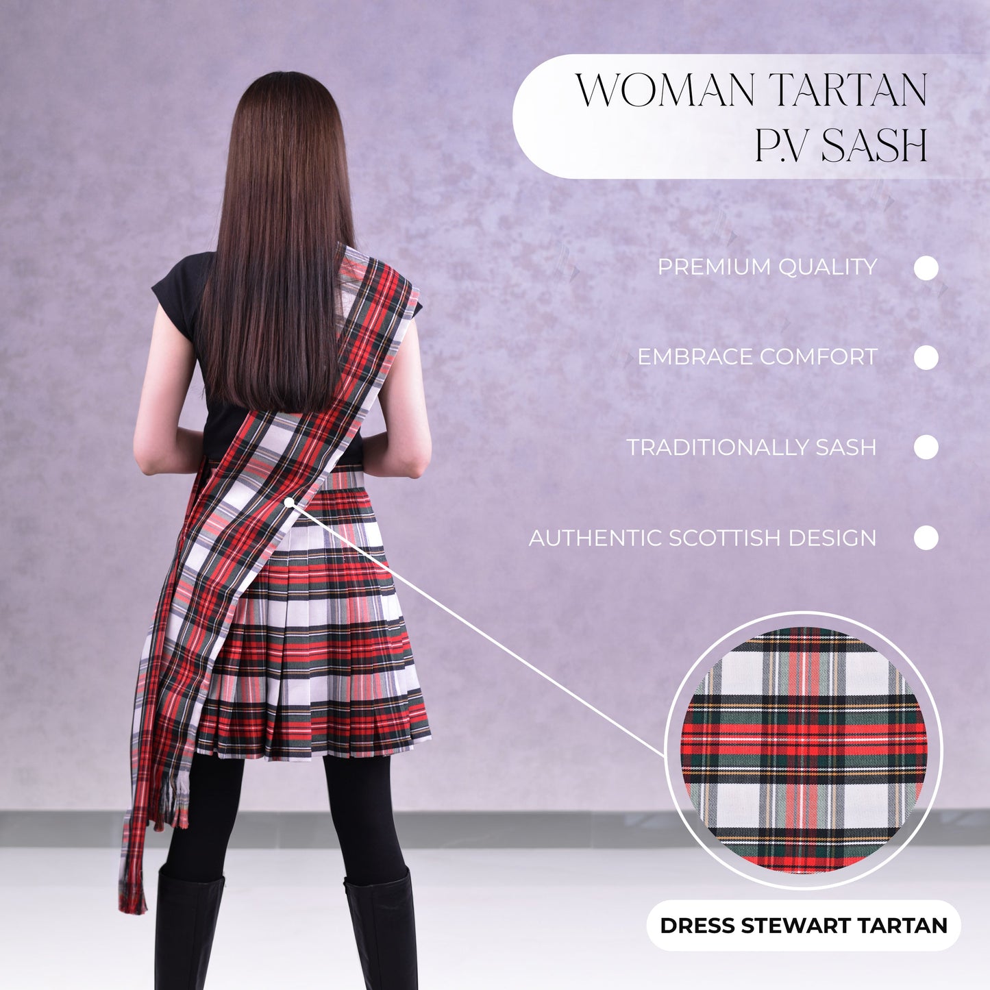 Women's Sash in Dress Stewart Tartan