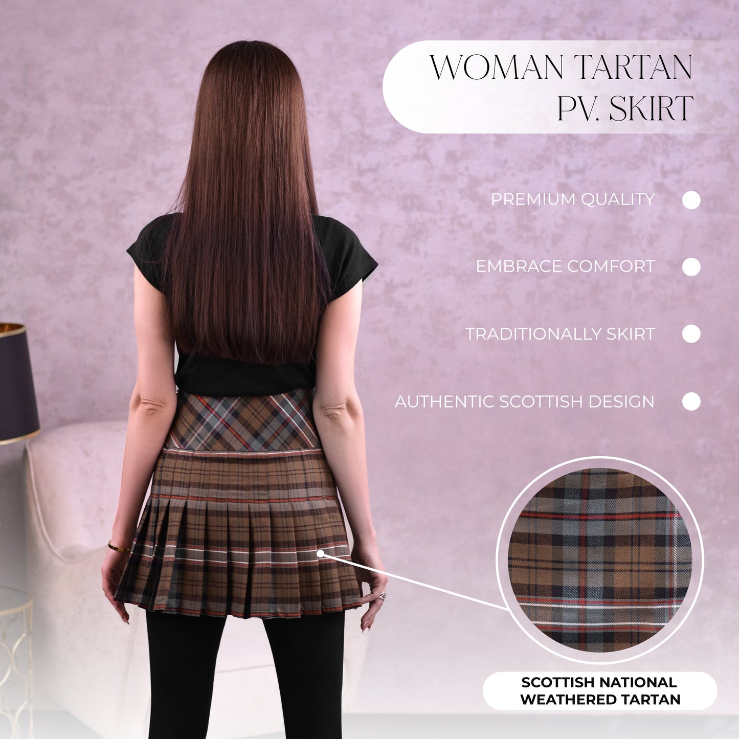Women Tartan P.V Skirt (Scottish Heritage Weathered)
