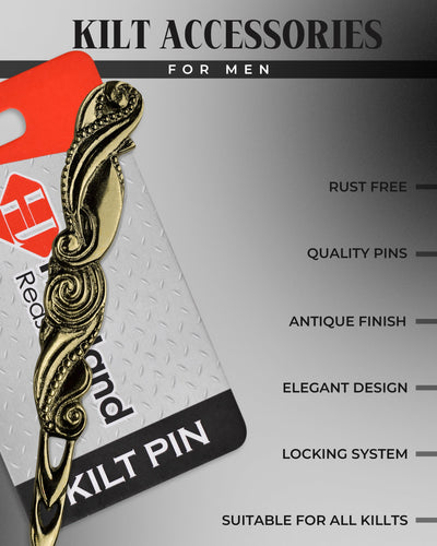 Scottish Kilt Pin for men | Swirl Pewter Antique