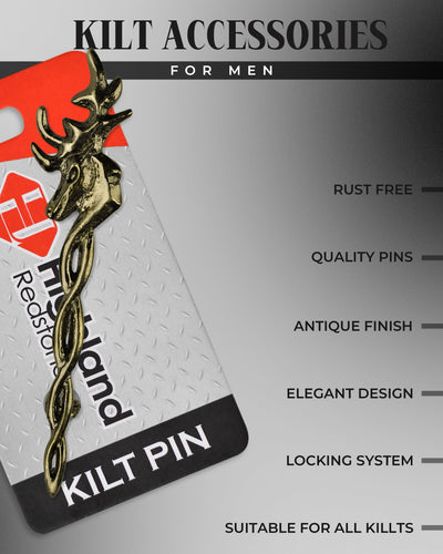 Scottish Kilt Pin for men | Vintage Stag Pewter Antique