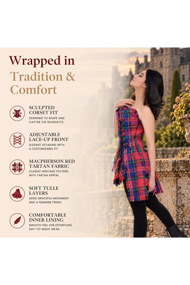 Bella Tartan Corset (Macpherson Red)