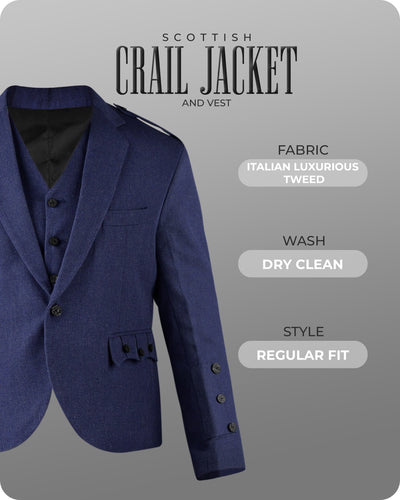 Blue Crail Jacket and Vest  -  Italian Tweed Wool | Scottish Formalwear