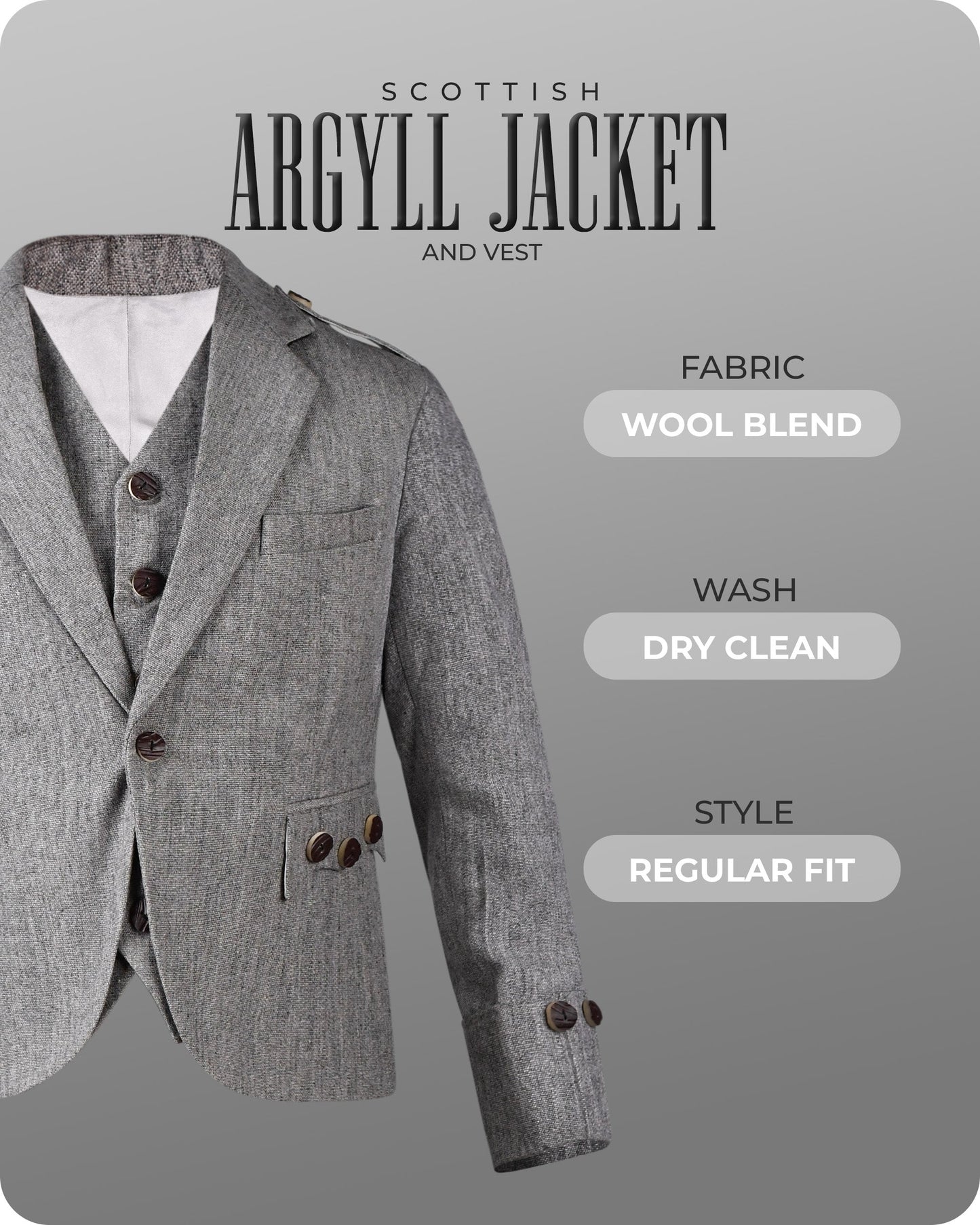 Grey Argyll Jacket & Vest