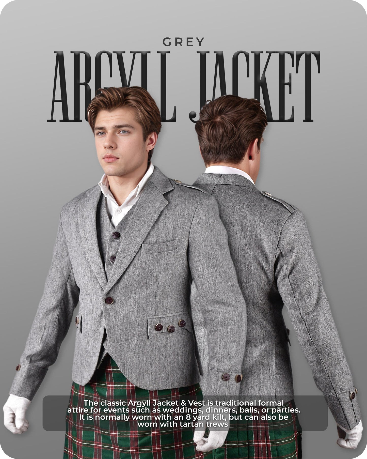 Grey Argyll Jacket & Vest