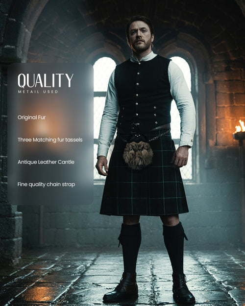 Coyote Fur Sporran with  Leather Cantle