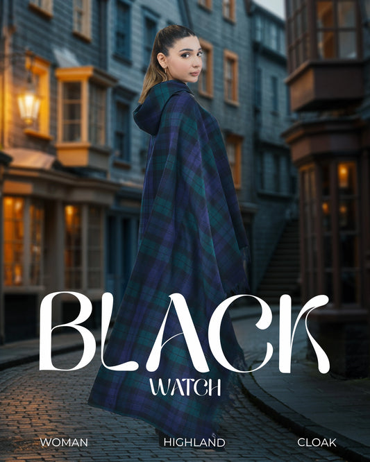 Women Tartan Cloak - Black Watch