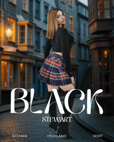 Women's Tartan Billie Skirt | Black Stewart