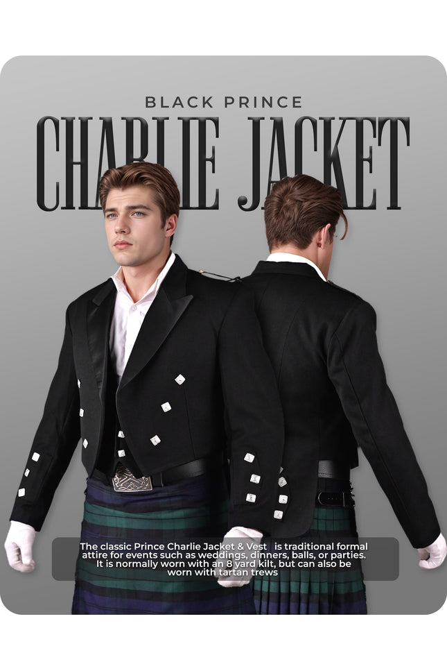 Black Prince Charlie Jacket  -  Traditional Elegance with Modern Craftsmanship