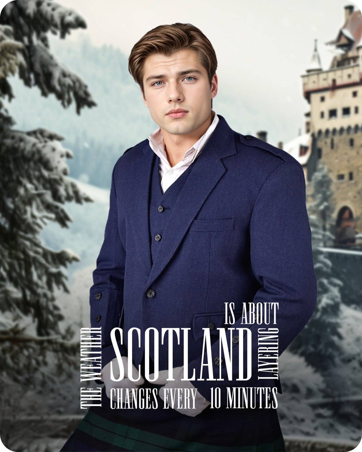 Blue Crail Jacket and Vest  -  Italian Tweed Wool | Scottish Formalwear