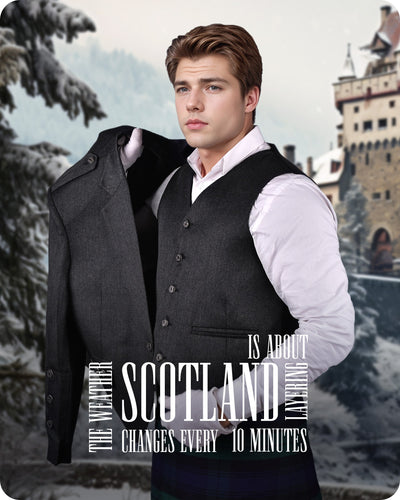 Black Crail Jacket & Vest  -  Italian Tweed Wool | Scottish Formalwear