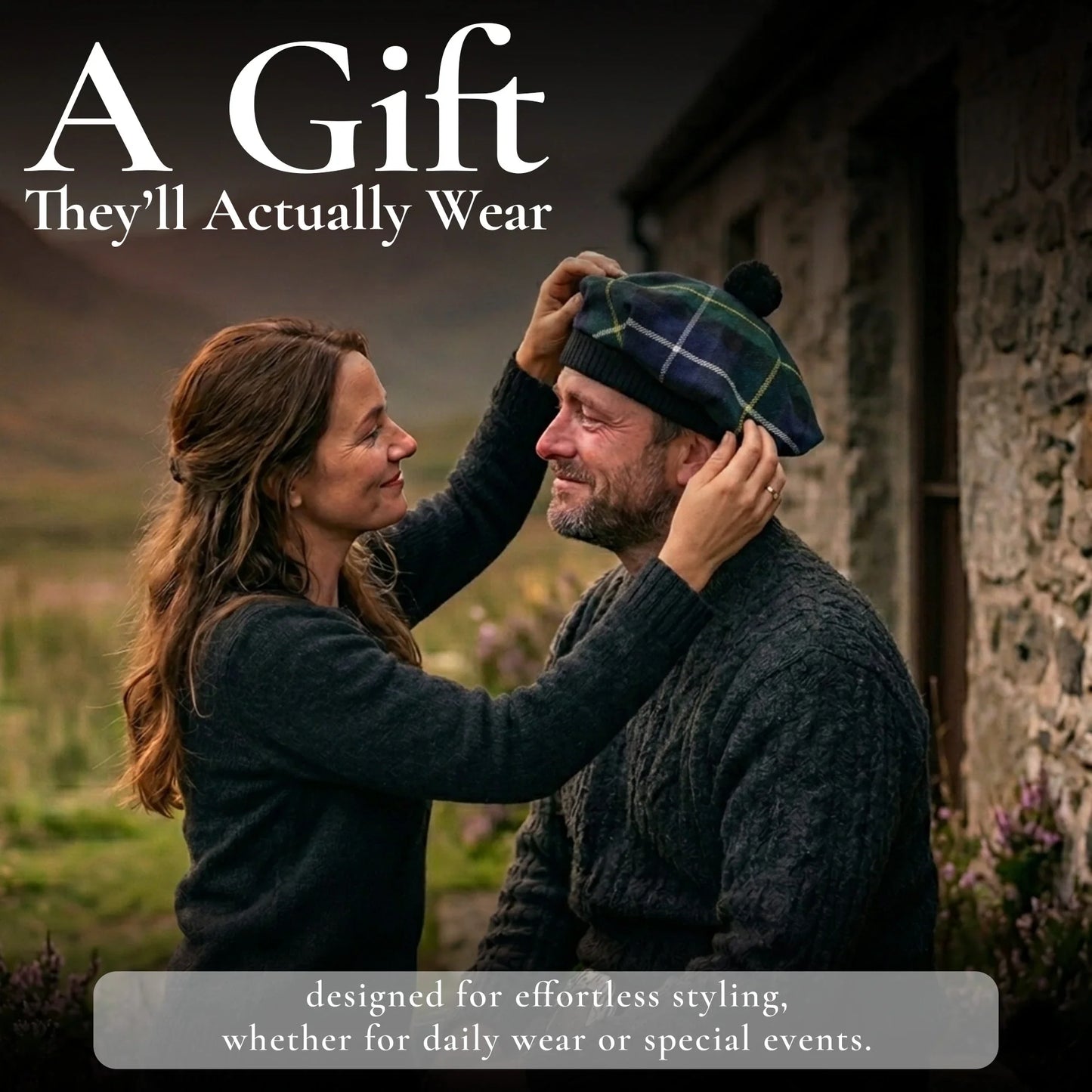 Tam O'Shanter Hat with Pompom | Macneil Modern Tartan