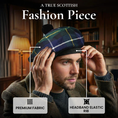 Tam O'Shanter Hat with Pompom | Macneil Modern Tartan