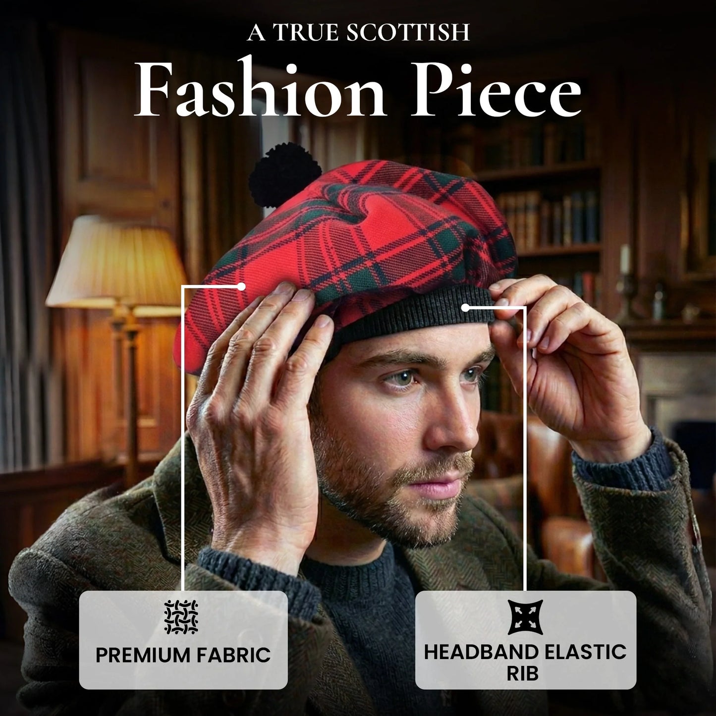 Tam O'Shanter Hat with Pompom | Macintosh Tartan