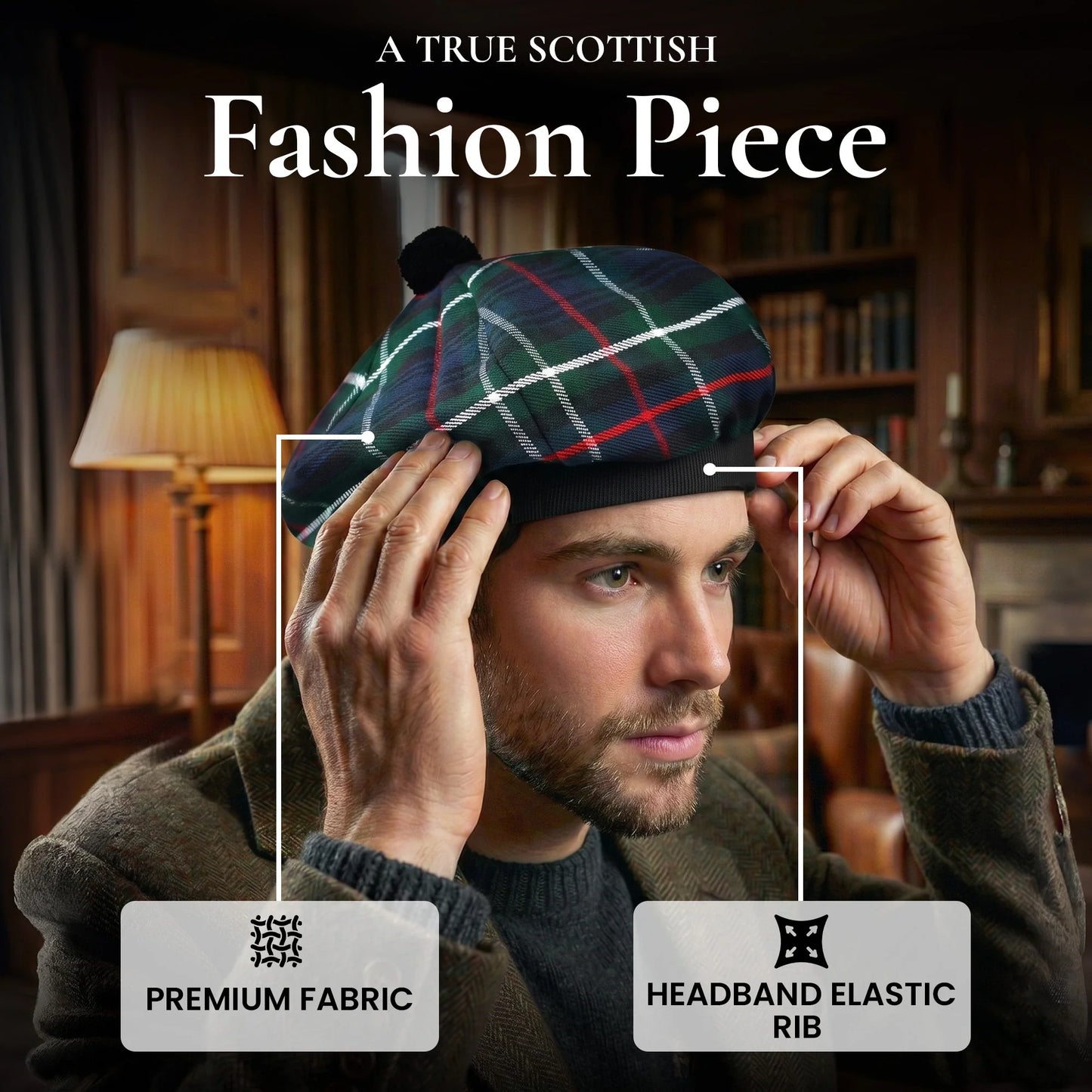 Tam O'Shanter Hat with Pompom | MacKenzie Tartan