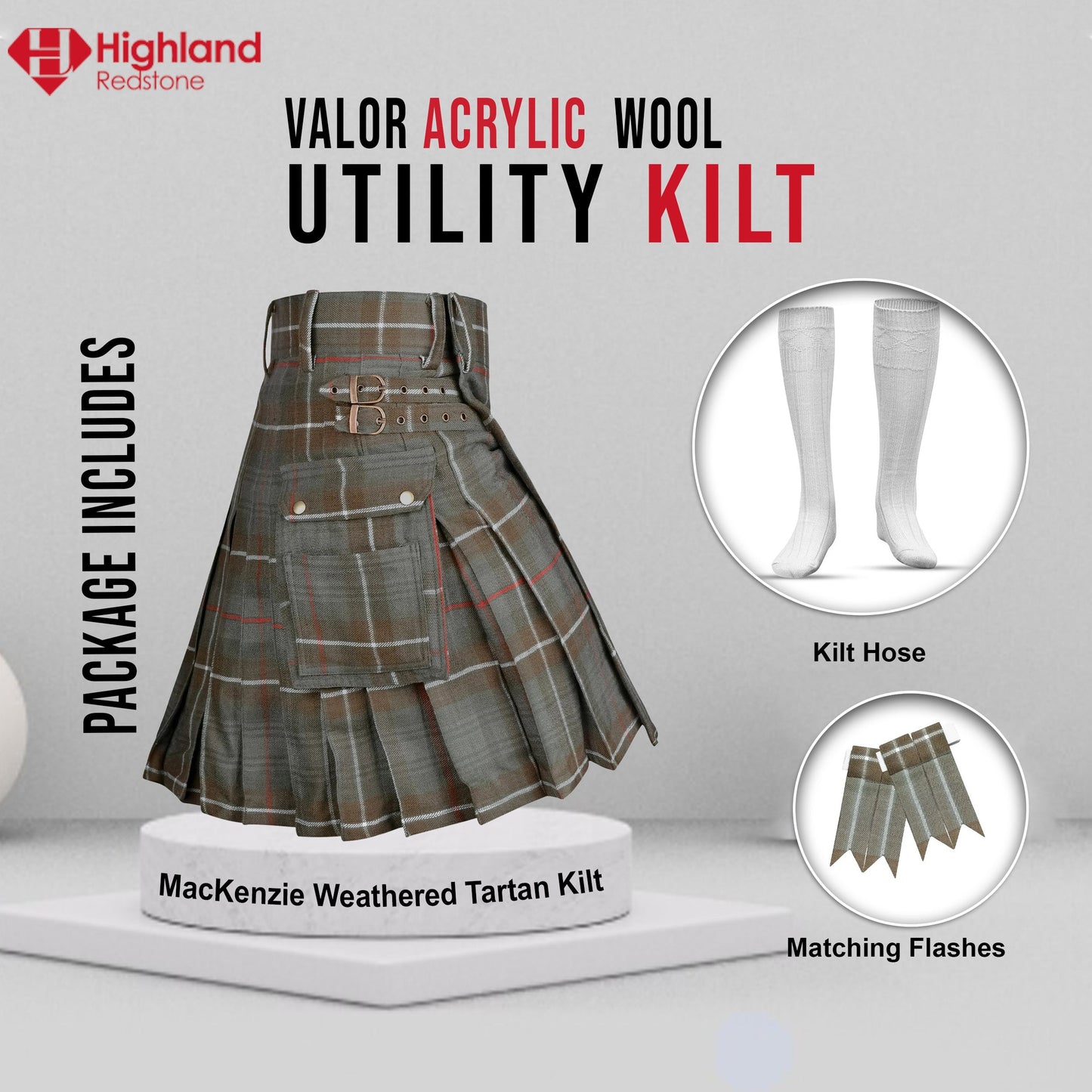 Valor Acrylic Kilt Bundle Lite | Mackenzie Weathered