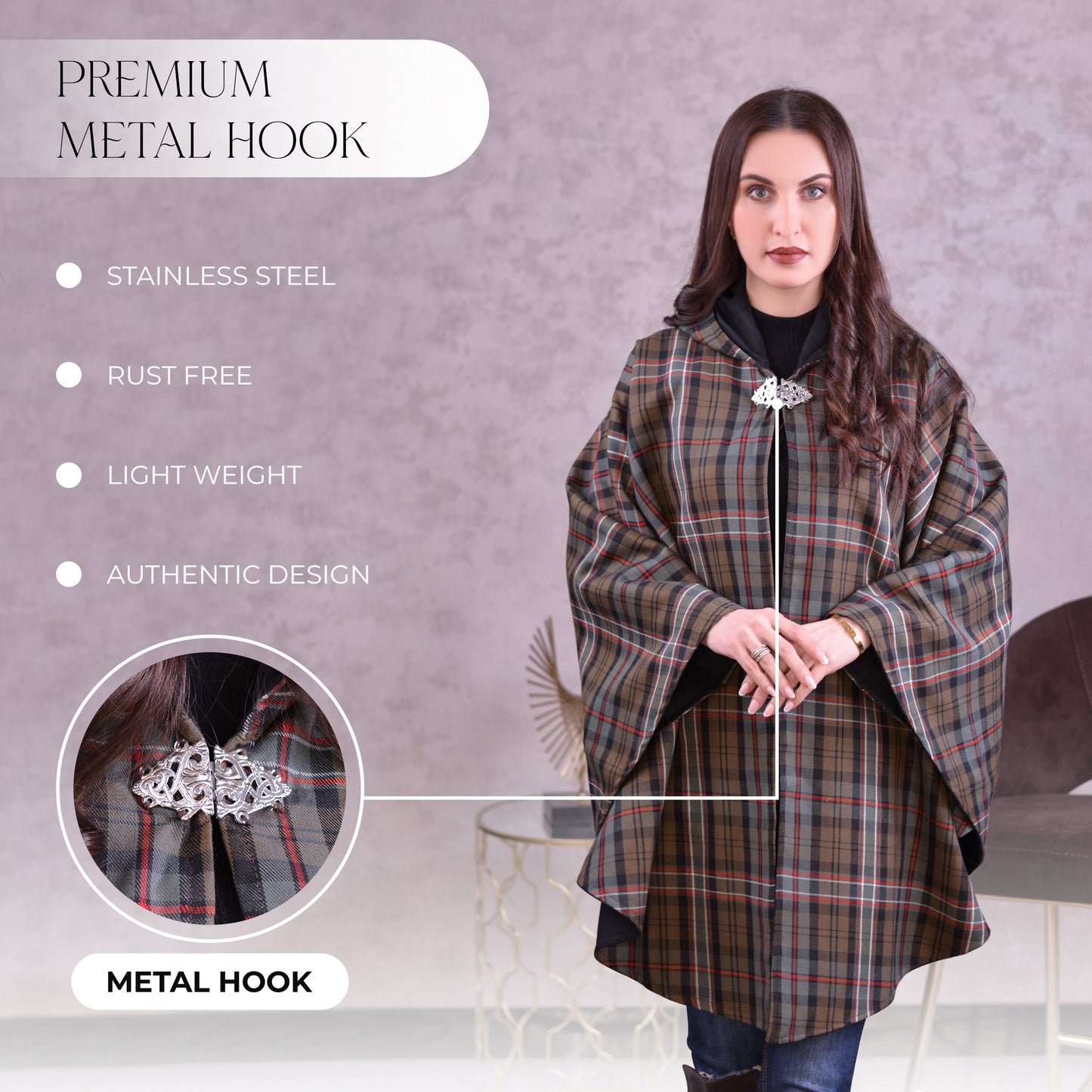 Women’s Cape in Scottish National Weathered Tartan