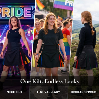 Women's Hybrid Utility Kilt | Rainbow Pride Kilt | Big & Tall