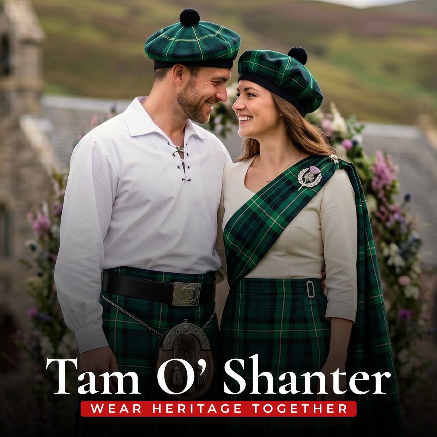 Tam O'Shanter Hat with Pompom | Celtic Tartan