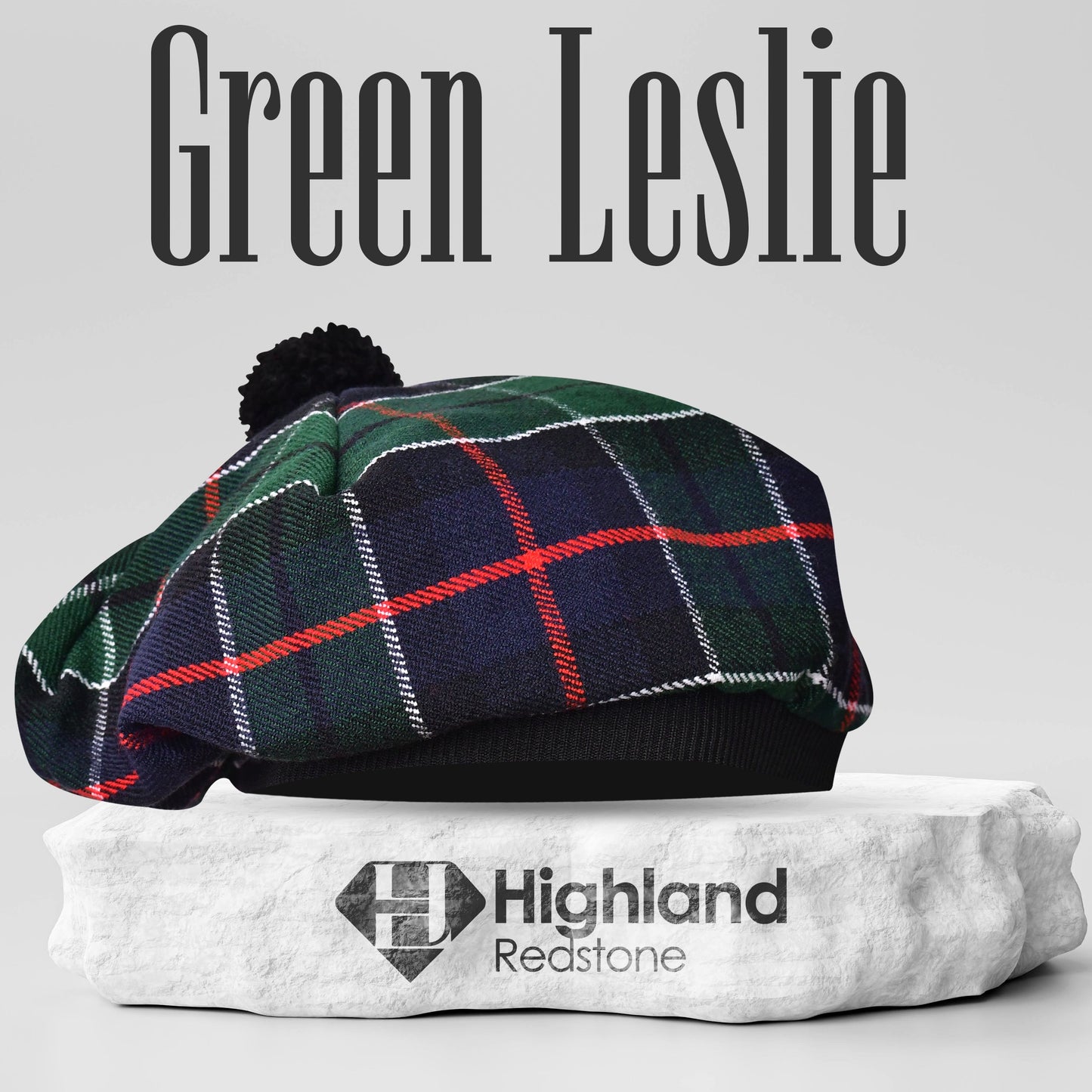 Tam O'Shanter Hat with Pompom | Green Leslie Tartan