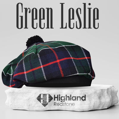 Tam O'Shanter Hat with Pompom | Green Leslie Tartan
