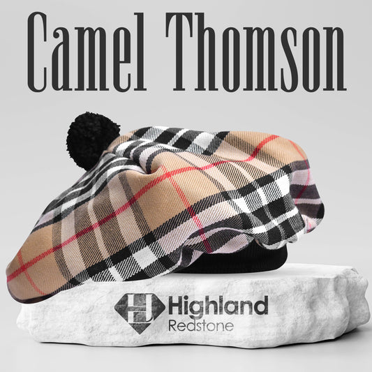 Tam O'Shanter Hat with Pompom | Camel Thomson Tartan