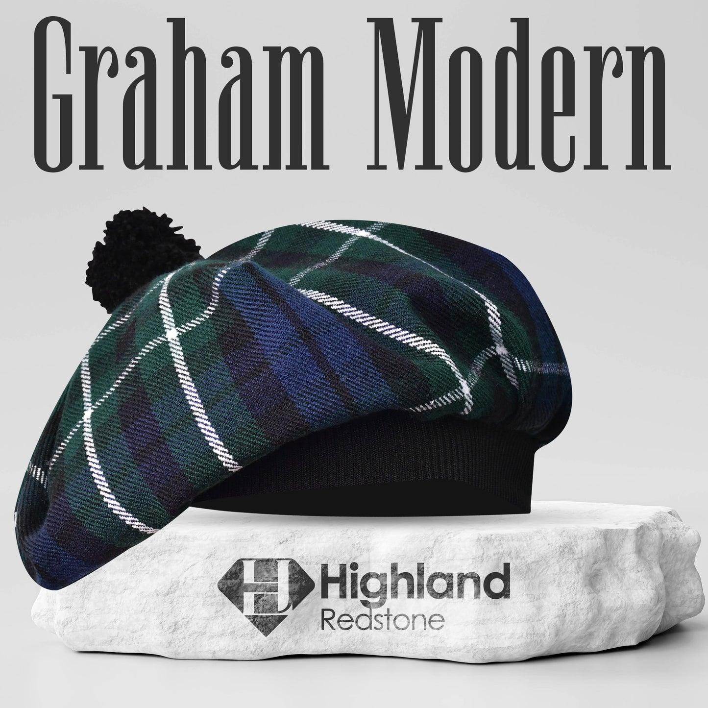 Tam O'Shanter Hat with Pompom in Graham Modern Tartan