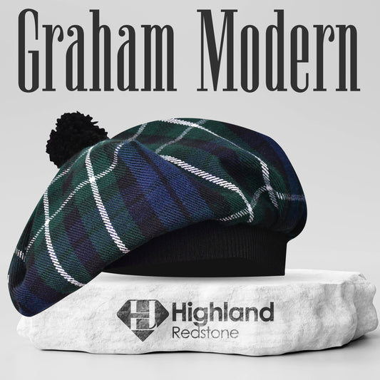 Tam O'Shanter Hat with Pompom in Graham Modern Tartan