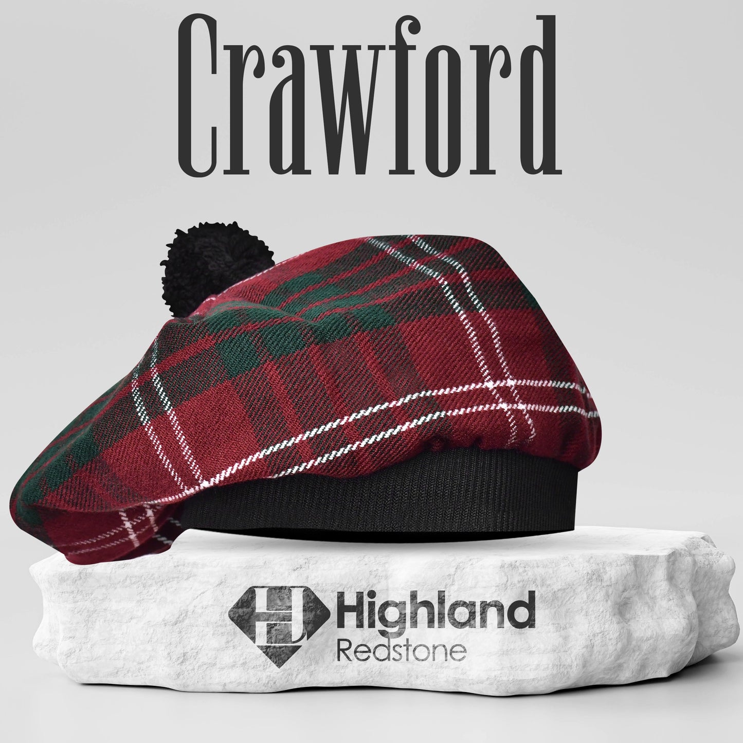 Tam O'Shanter Hat with Pompom in Crawford Tartan