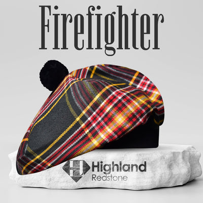 Tam O'Shanter Hat with Pompom | Firefighter Tartan