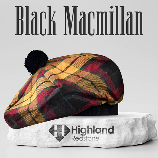 Tam O'Shanter Hat with Pompom | Black MacMillan Tartan