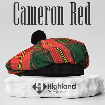Tam O'Shanter Hat with Pompom in Cameron Red Tartan