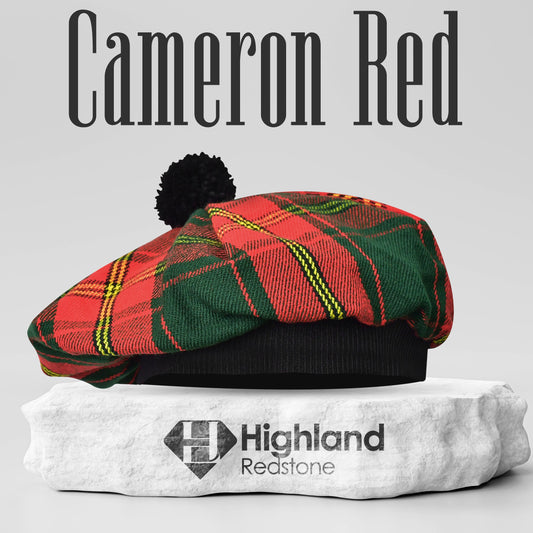 Tam O'Shanter Hat with Pompom in Cameron Red Tartan