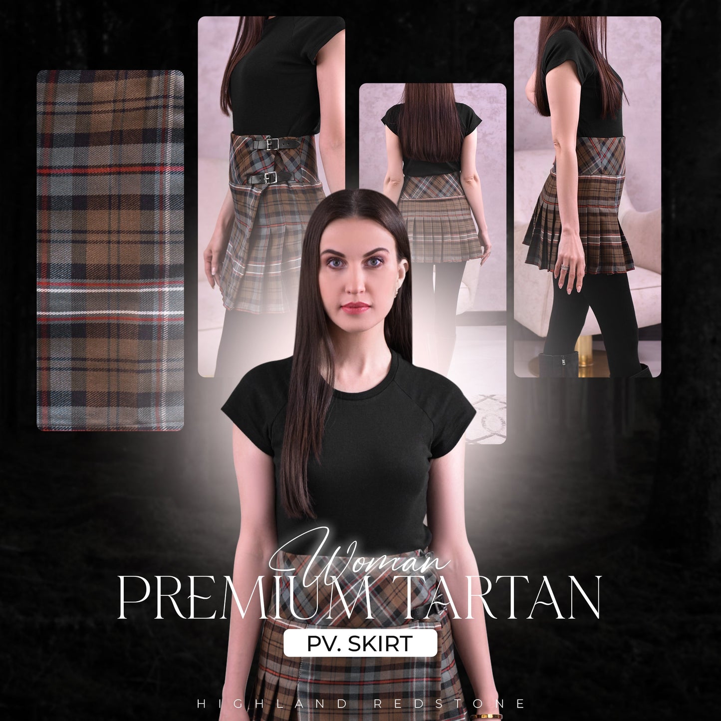 Women Tartan P.V Skirt (Scottish Heritage Weathered)